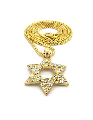 Nyfashion101 Stone Stud Star Of David Micro Pendant With Chain Necklace