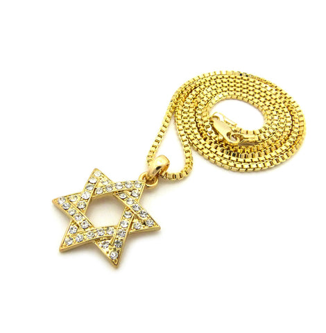 Nyfashion101 Stone Stud Star Of David Micro Pendant With Chain Necklace