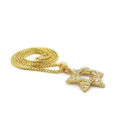 Nyfashion101 Stone Stud Star Of David Micro Pendant With Chain Necklace