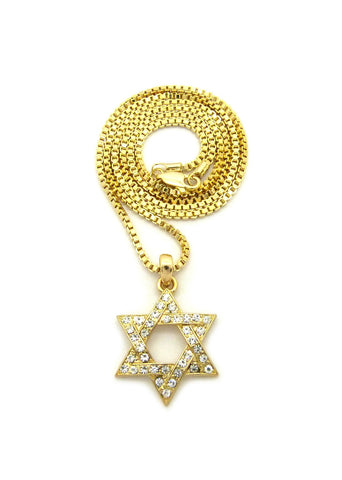 nyfashion101 Stone Stud Star of David Micro Pendant with Chain Necklace