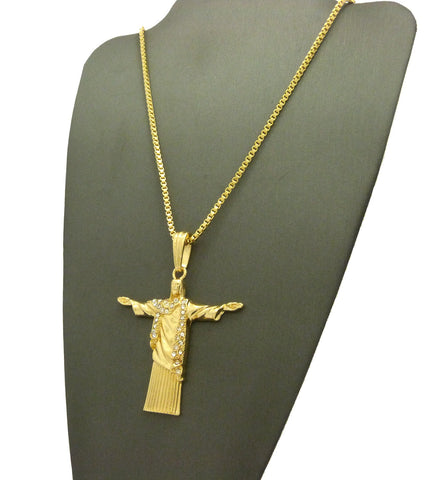 Nyfashion101 Stone Stud Vestment Christ The Redeemer Pendant W/ Chain Necklace