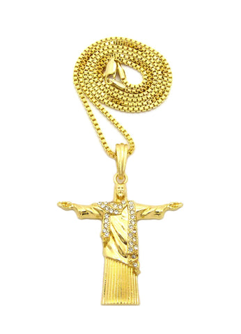 Nyfashion101 Stone Stud Vestment Christ The Redeemer Pendant W/ Chain Necklace