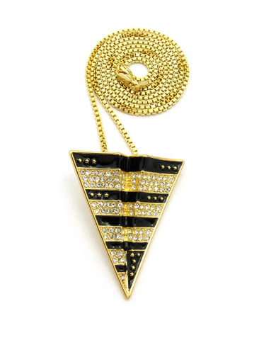 nyfashion101 Striped Paper Airplane Pendant with Chain Necklace