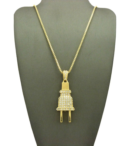 Nyfashion101 Stud All Over Power Plug Pendant With Chain Necklace