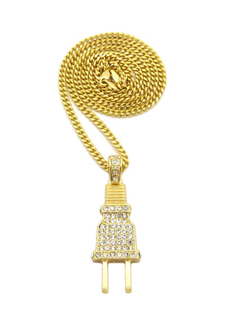 Nyfashion101 Stud All Over Power Plug Pendant With Chain Necklace