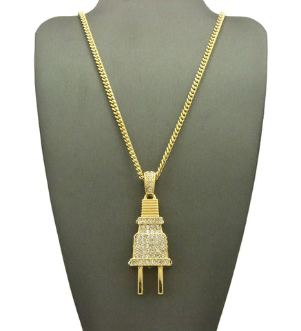 Nyfashion101 Stud All Over Power Plug Pendant With Chain Necklace