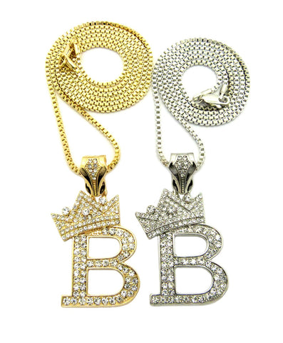 Nyfashion101 Tilted Crown On Initial B Pendant Set W/ Chain Necklace