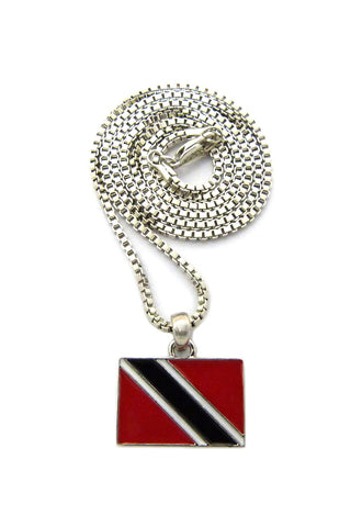 nyfashion101 Trinidad and Tobago Flag Micro Pendant w/ Chain Necklace