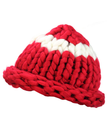 Nyfashion101 Two Tone Single Strip Handmade Big Loop Helsinski Hat Beanie