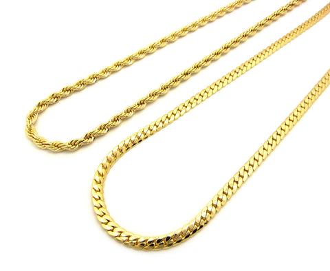 Nyfashion101 Unisex Hip-Hop Style 6mm 30" Rope Chain And Miami Cuban Chain Necklaces In Gold-Tone