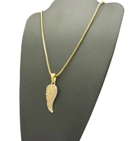 Nyfashion101 Unisex Micro Angel Wing Gold Tone Pendant 3mm 27" Ball Chain Necklace MMP11G