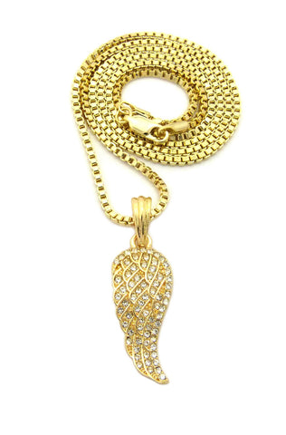 Nyfashion101 Unisex Micro Angel Wing Gold Tone Pendant 3mm 27" Ball Chain Necklace MMP11G