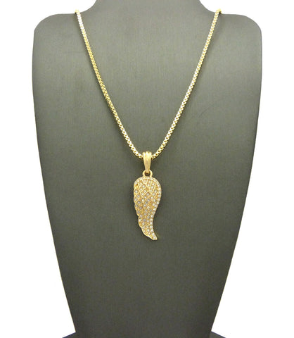 nyfashion101 Unisex Micro Angel Wing Gold Tone Pendant 3mm 27" Ball Chain Necklace MMP11G