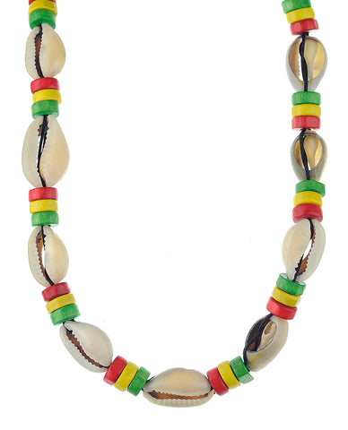 Nyfashion101 Unisex Wood Disc Rasta Conch Shell Macarame Necklace