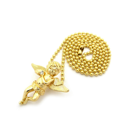 Nyfashion101 Winged Cherub Angel Micro Pendant W/ Chain Necklace