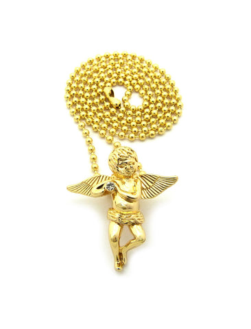 nyfashion101 Winged Cherub Angel Micro Pendant w/ Chain Necklace