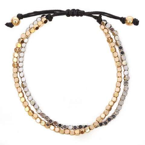 nyfashion101 Women's 2 Row Simple Bead Macrame Bracelet nyfashion101 Women's 2 Row Simple Bead Macrame Bracelet