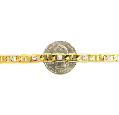 Nyfashion101 Women's 6mm 10" Iced Out Mariner Chain Anklet In Gold-Tone