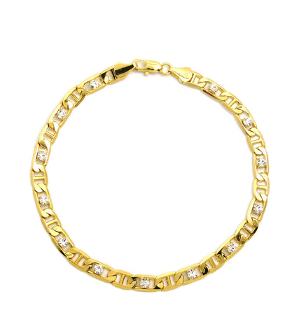nyfashion101 Women's 6mm 10" Iced Out Mariner Chain Anklet in Gold-Tone