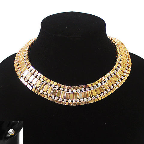 Nyfashion101 Women's Bohemian Rhinestone Metal Link Necklace And Pierced Earring Set In Gold-Tone