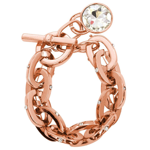 Nyfashion101 Women's Clear Round Stone Toggle Link Chain Stretch Bracelet