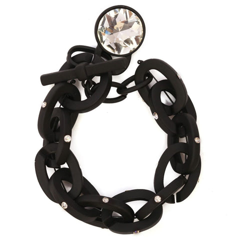 Nyfashion101 Women's Clear Round Stone Toggle Link Chain Stretch Bracelet