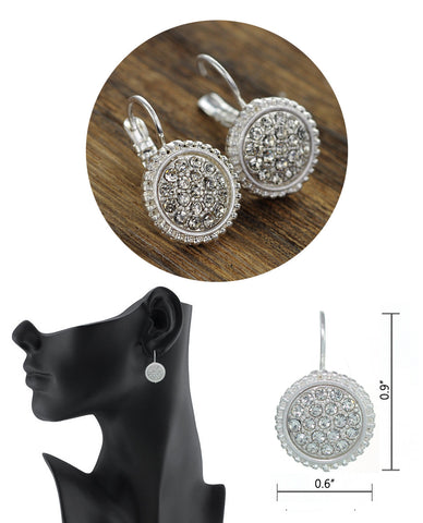 Nyfashion101 Women's Evening Gala Fashion Round Iridescent Stone Clip On Earrings