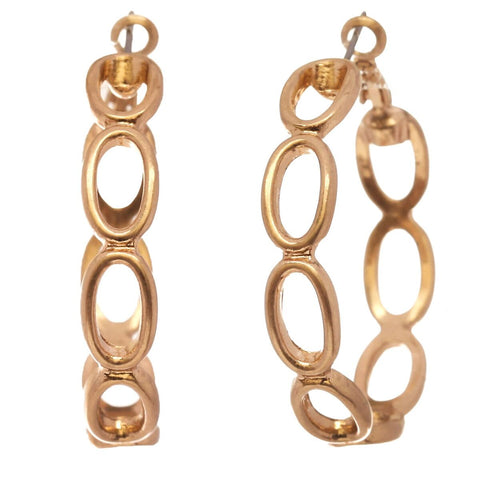 Nyfashion101 Women's Open Oval Chain Link 33m Hoop Pierced Earrings