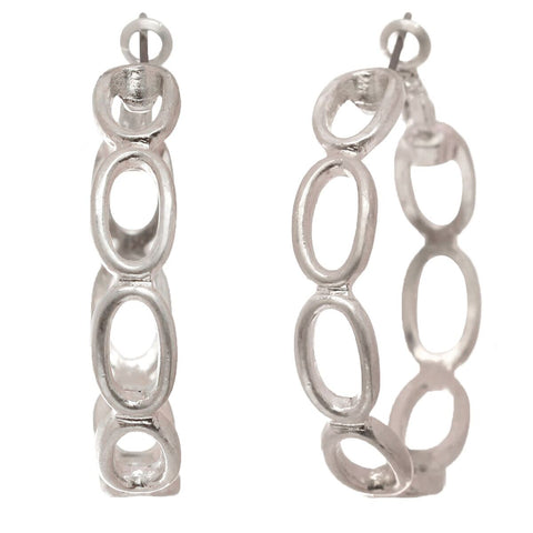 Nyfashion101 Women's Open Oval Chain Link 33m Hoop Pierced Earrings