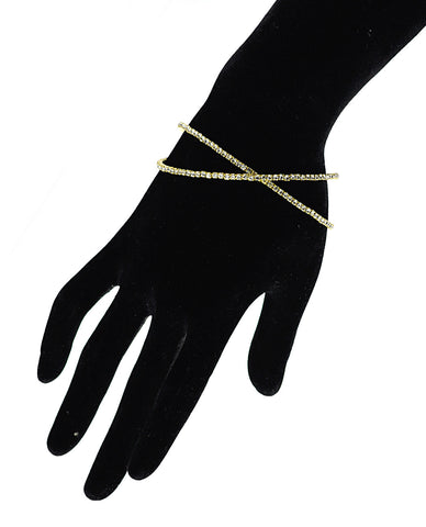 Nyfashion101 Women's Single Row Rhinestone Criss Cross Cuff Bracelet In Gold-Tone