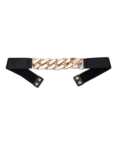 Nyfashion101 Women's Single Wide Gold-Tone Chain Elastic Stretch Waist Belt