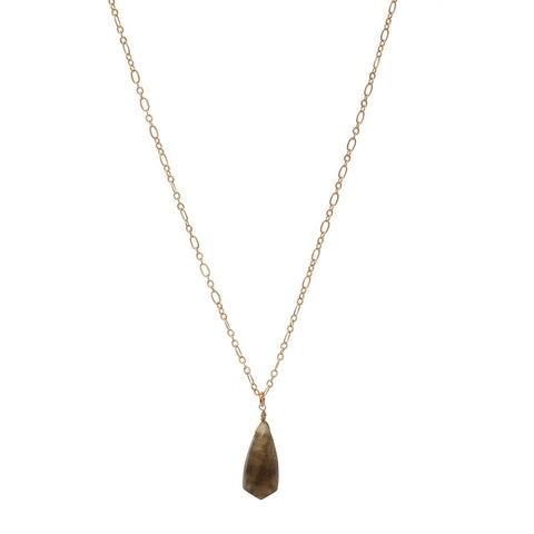 Nyfashion101 Women's Smooth Briolette Stone Dangle Pendant With 17" Link Chain Necklace