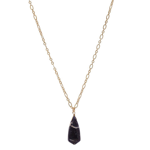 Nyfashion101 Women's Smooth Briolette Stone Dangle Pendant With 17" Link Chain Necklace