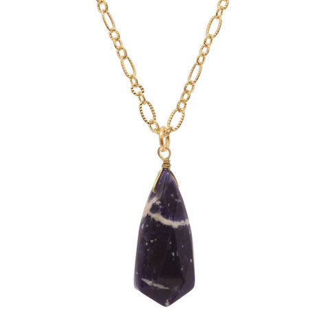 nyfashion101 Women's Smooth Briolette Stone Dangle Pendant with 17" Link Chain Necklace