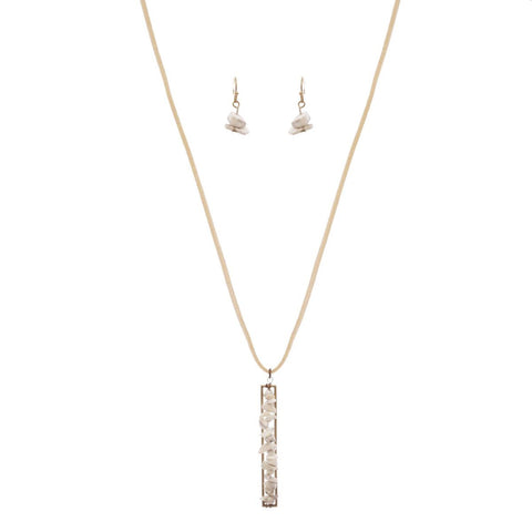 Nyfashion101 Women's Stone Collection Pendant Faux Suede Necklace And Earrings Set