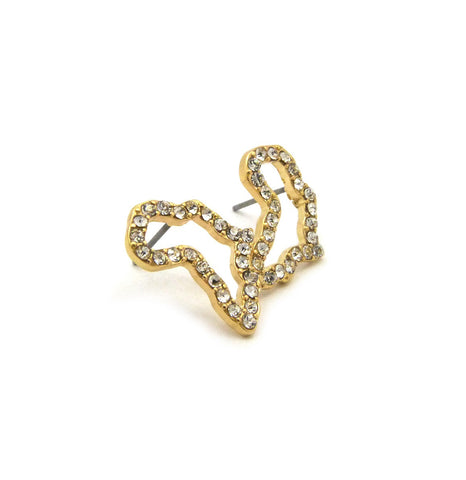Nyfashion101 Women's Stone Stud Border Africa Map Gold-Tone Pierced Earrings