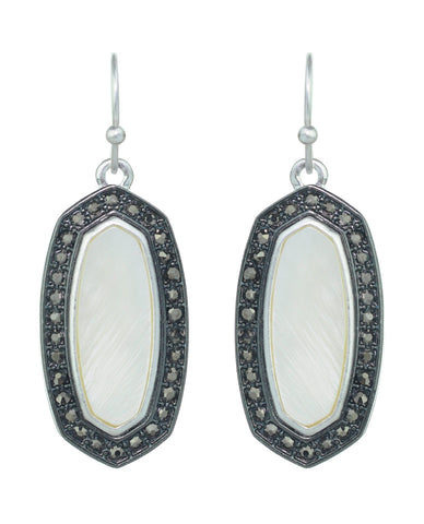 Nyfashion101 Women's Stone Stud Center Milky White Gem Elliptical Charm Hook Earrings