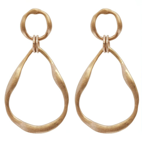 Nyfashion101 Women's Teardrop Hammered Metal Dangle Pierced Earrings