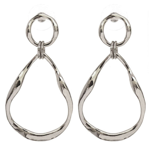 Nyfashion101 Women's Teardrop Hammered Metal Dangle Pierced Earrings