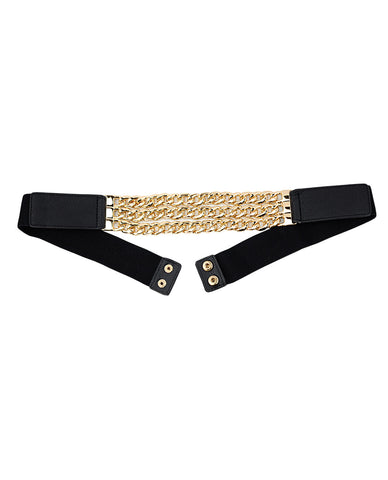 Nyfashion101 Women's Triple Row Gold-Tone Chain Link Chain Elastic Stretch Waist Belt