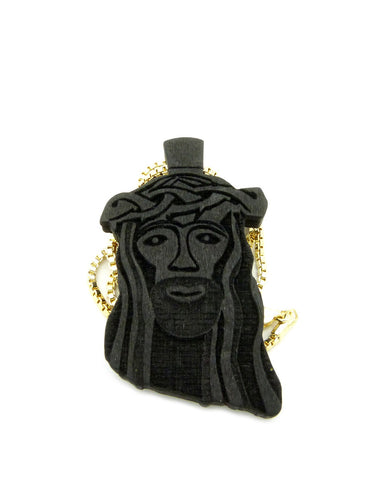 Nyfashion101 Wooden Jesus Face Pendant With Chain Necklace