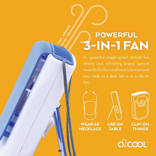O2cool Necklace Fan With Stand & Clip Assorted 2-Pack