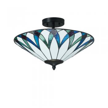 Oaks Lighting Allanton Tiffany Style Semi Flush