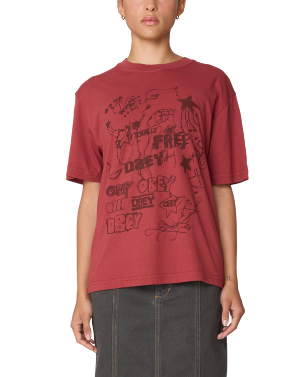 obey FIREWORK TYPE MICHELLE T-SHIRT