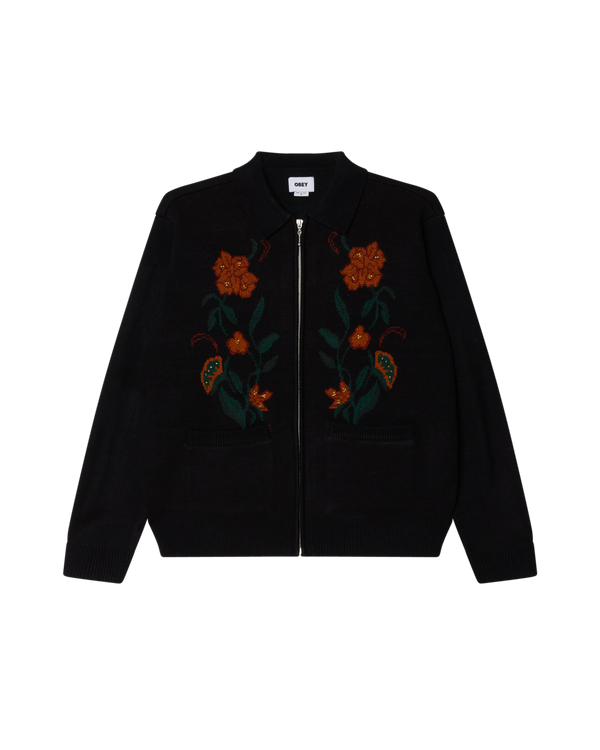 obey FLORAL ZIP CARDIGAN