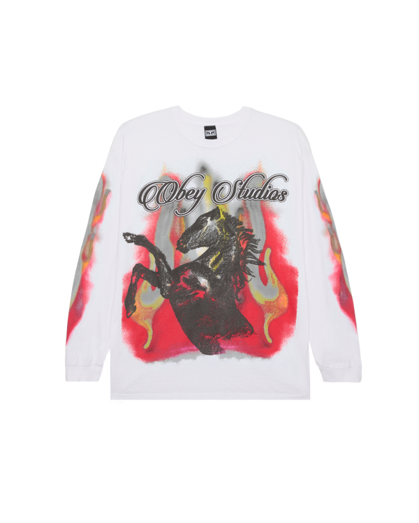obey OBEY STUDIOS HORSE LS VINTAGE T-SHIRT