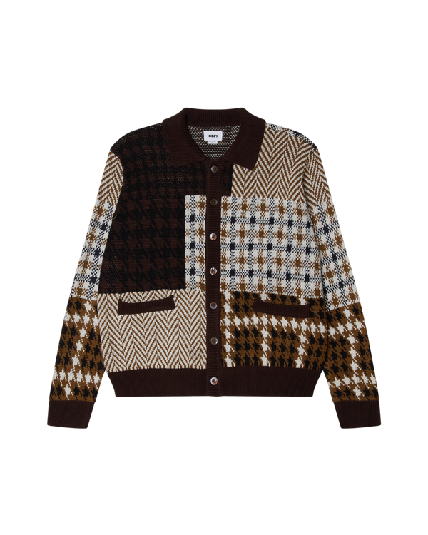 obey PATCHWORK CARDIGAN