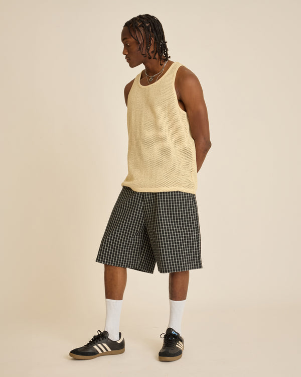 Obey PLAID BAGGY DENIM SHORT