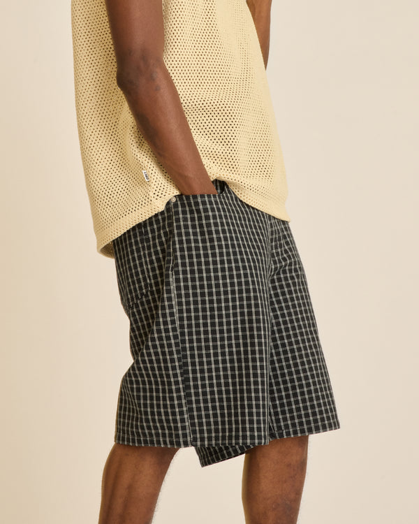 Obey PLAID BAGGY DENIM SHORT