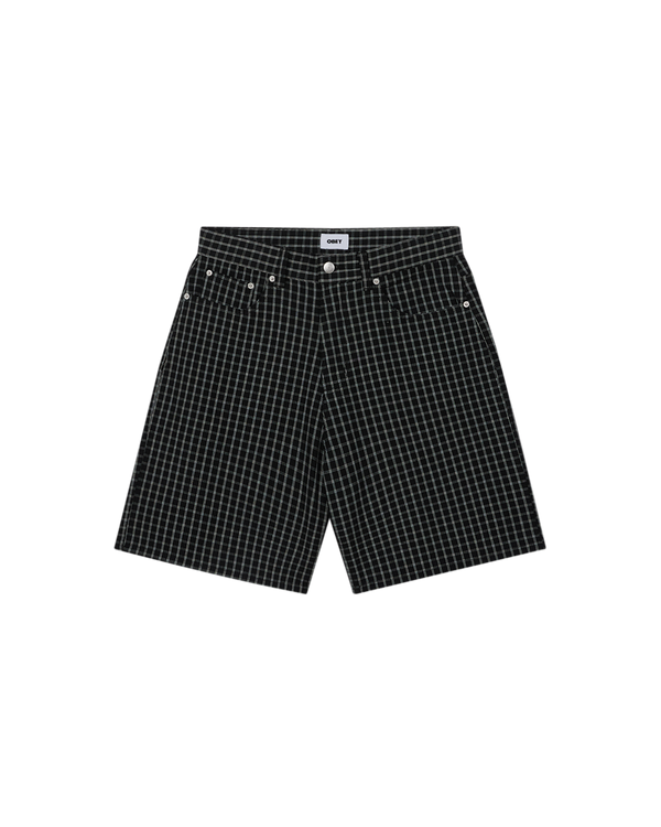 obey PLAID BAGGY DENIM SHORT
